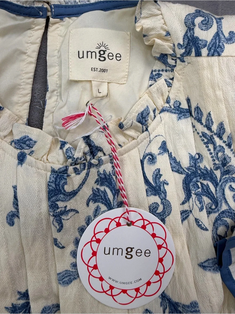NTW Umgee  Cream Nightgown Women’s Fall Guest Wedding Party Sundress Beach L